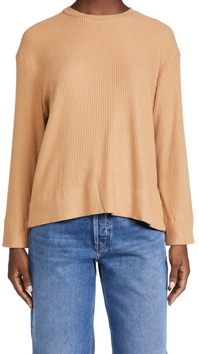 Leset Alex Ribbed Stretch-knit Top In Dune