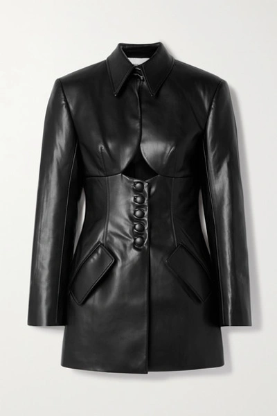 Aleksandre Akhalkatsishvili Cutout Faux Leather Mini Dress In Black