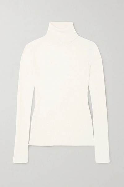 Ferragamo Cashmere, Wool And Silk-blend Turtleneck Sweater In Cream