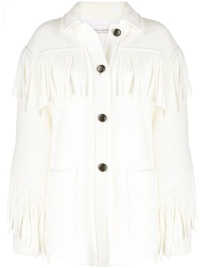 Philosophy Di Lorenzo Serafini Oversized Fringed Wool-blend Jacket In White