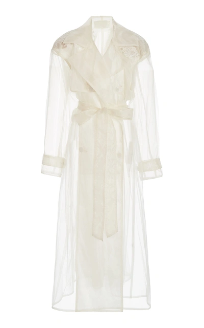 Danielle Frankel Allegra Corded Lace-trimmed Organza And Tulle Trench Coat In White