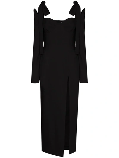 Aleksandre Akhalkatsishvili Cold-shoulder Wool-twill Midi Dress In Black