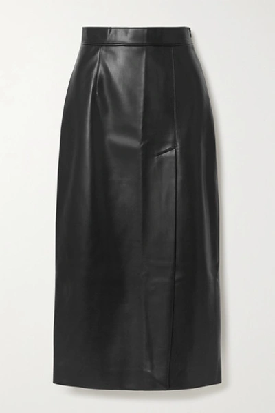 Aleksandre Akhalkatsishvili Faux Leather Midi Skirt In Black