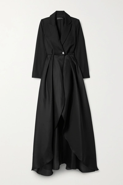 Brandon Maxwell Pleated Wool-twill And Silk-organza Coat In Black