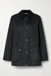 Barbour Fiddich Corduroy-trimmed Waxed-cotton Jacket In Black