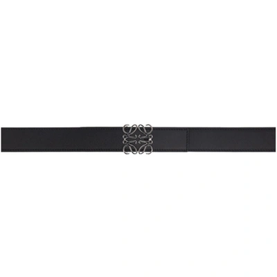 Loewe Reversible Belt With Leather Anagram Buckle In Black