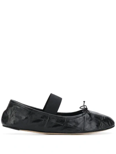 Marni Croc Embossed Leather Loafers In Black