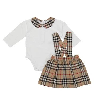 Burberry Unisex Suki Vintage Check Pinafore Skirt & Bodysuit Set - Baby In White