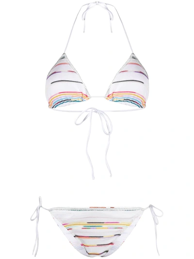 Missoni Mare Crochet-knit Triangle Halterneck Bikini In White,multi