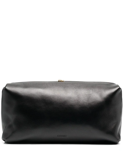 Jil Sander Padded Design Clutch Bag In Black
