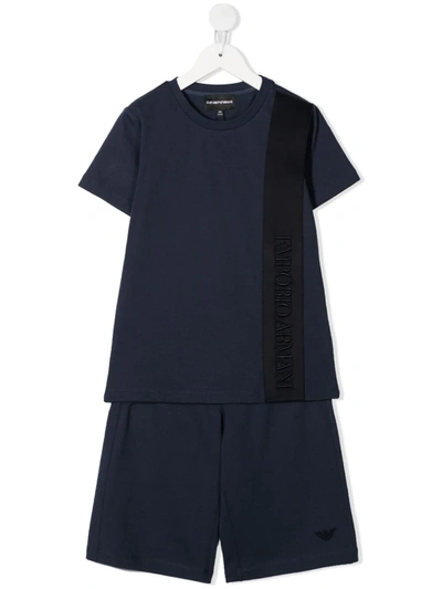 Emporio Armani Kids' Logo-embroidered Cotton Tracksuit In Blue