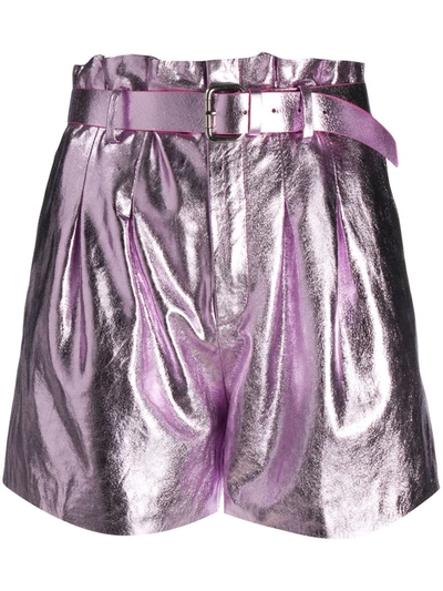 Red Valentino Redvalentino Belted Leather Shorts In Pink