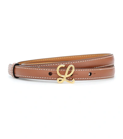 Loewe Women's L-buckle Leather Belt In Brown