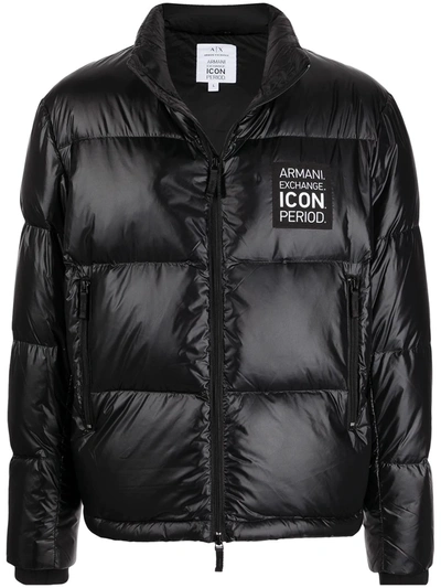 Armani Exchange Official Store Icon Logo Padded Jacket In Black