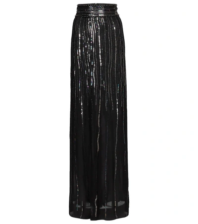 Dundas Women's Sequin-embellished Silk Georgette Maxi Skirt In Black