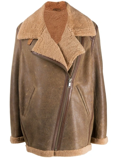 Isabel Marant Étoile Azare Vintage Shearling Jacket In Brown