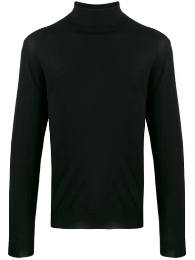 Falke Extra Fine Wool Knit Turtleneck Sweater In Black