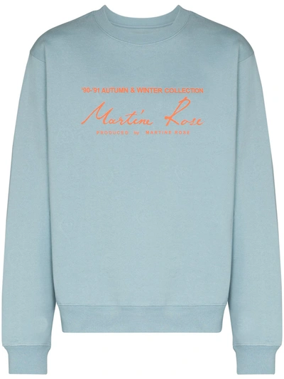 Martine Rose Cotton Jersey Sweatshirt W/logo In Blue