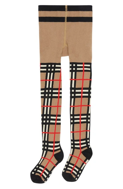 Burberry Kids' Vintage Check Stretch Cotton Tights In Beige