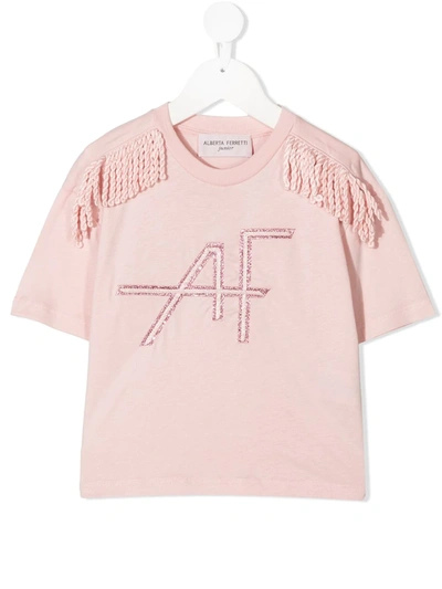Alberta Ferretti Kids' Logo Patch Cotton Jersey T-shirt In Pink