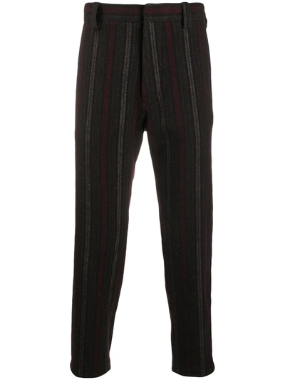 Ann Demeulemeester 18cm Striped Wool Blend Pants In Steel Grey
