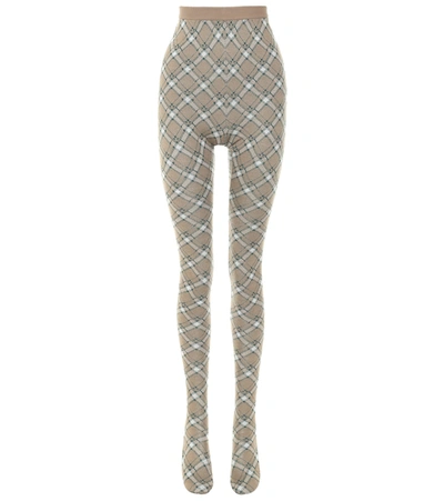 Miu Miu High-rise Checked Wool Tights In Grey