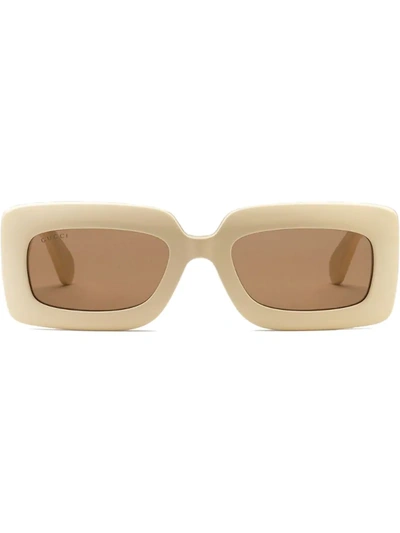 Gucci Gg Tinted Rectangular Sunglasses In Brown