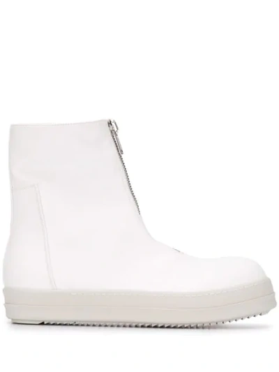 Rick Owens Drkshdw White Zipfront High-top Sneakers