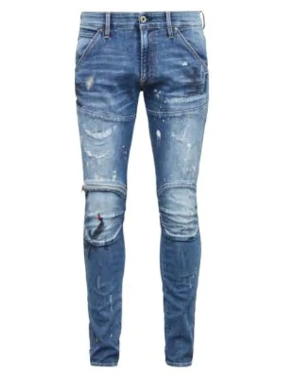 G-star Raw Men's Zip Knee 3d Paint Splatter Skinny Jeans In Sun Faded