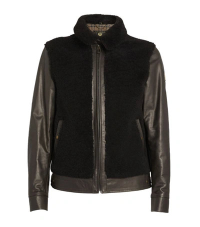 Belstaff Grizzly Shearling-panelled Leather Jacket In Dark Brown