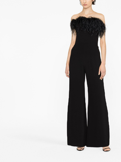 16arlington Taree Black Feather-trimmed Jumpsuit