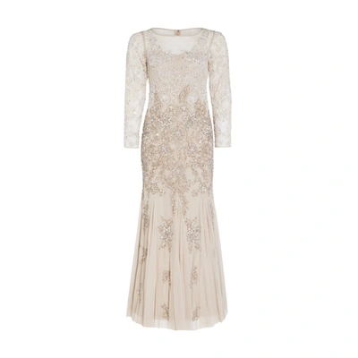 Adrianna Papell Multi Beaded Gown In Biscotti