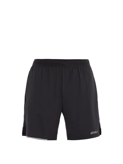 2xu Xvent Reflective-logo Double-layer Shorts In Black