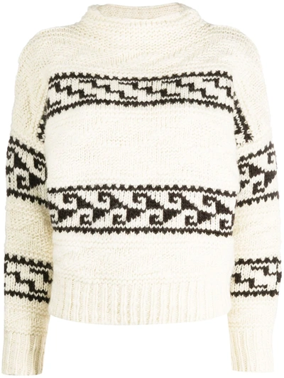 Isabel Marant Étoile Suri Patterned Wool-blend Jumper In Brown