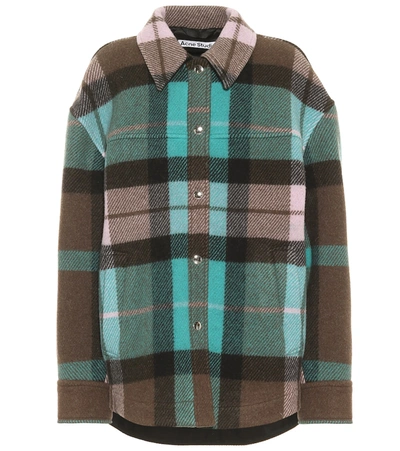 Acne Studios Turquoise And Brown Ocilia Blanket Check Shirt In Checked Overshirt