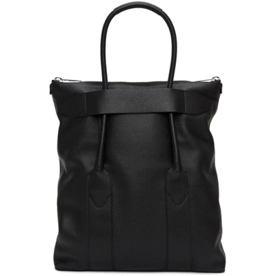 Maison Margiela Foldable Grained-leather Tote Bag In Black