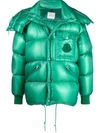 Moncler Mens Green Padded Hooded Shell-down Jacket 42