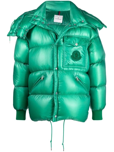 Moncler Mens Green Padded Hooded Shell-down Jacket 42