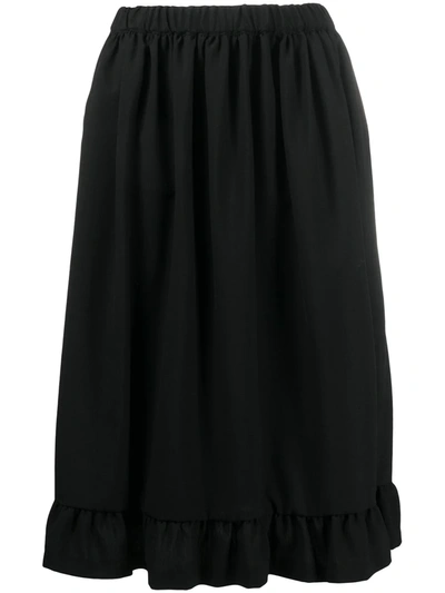 Comme Des Garcons Girl Ruffled-hem Midi Skirt In Black