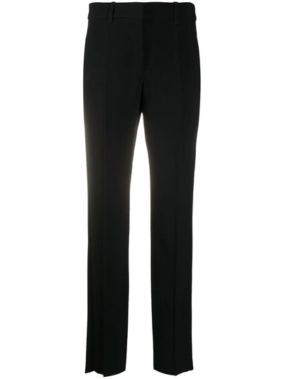 Emporio Armani Cropped Slim-fit Trousers In Solid Black