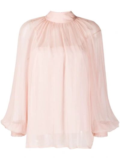 Blumarine Chiffon Blouse In Pink