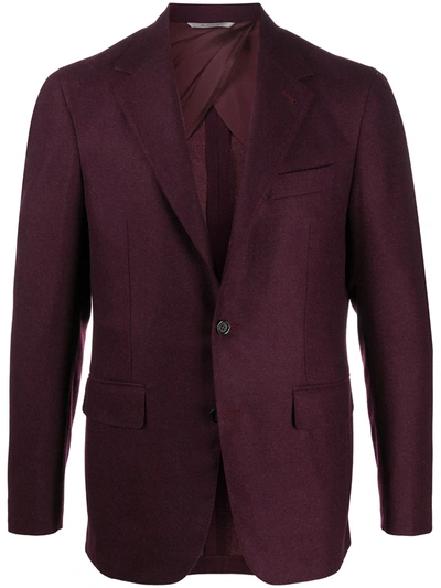 Canali Tailored Wool Blazer In Purple