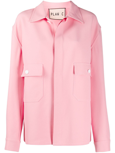 Plan C Oversized Shirt Jacket In Pink