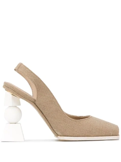 Jacquemus Les Chaussures Valerie 100mm Open-toe Pumps In Brown