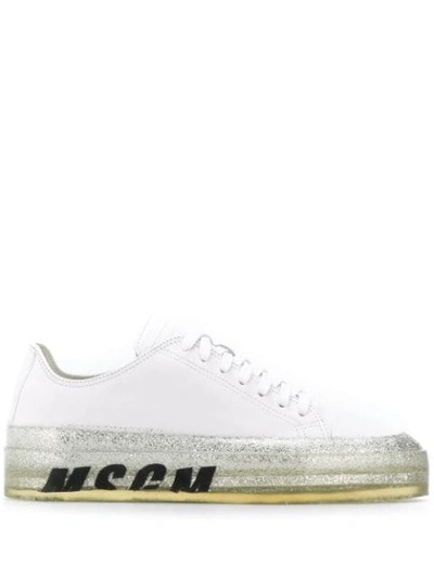 Msgm Floating Logo Print Sneakers In White