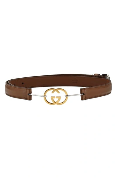 Gucci Interlocking Logo Buckle Leather Belt In Brown Sugar