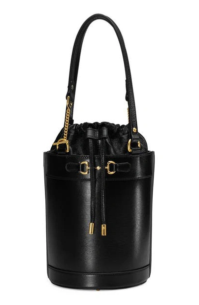 Gucci Small 1955 Horsebit Leather Bucket Bag In Nero /nero