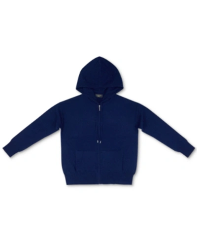 Charter Club Women's Petite 100% Cashmere Zip Hoodie, Created For Macy's In Admiral Navy