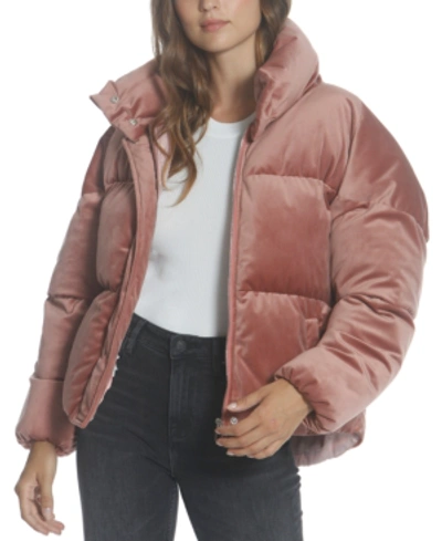 Vigoss Velvet Puffer Jacket In Pink