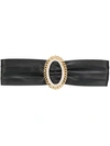 Alessandra Rich Crystal-embellished Leather Belt In Black